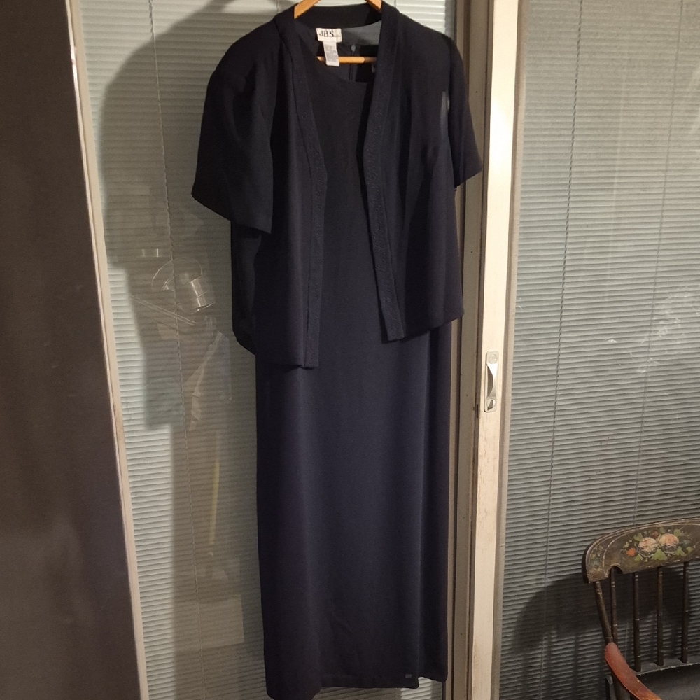 Elegant Black Long Dress With Jacket Size 14